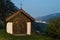 Tiny chapel at night Berschis in Switzerland