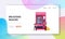 Tiny Characters Buying Snacks in Vending Machine Landing Page Template. Little Son Sitting on Father Buying Fastfood