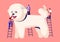 Tiny Characters on Ladders Care of Cute Poodle Puppy at Groomer Salon, Cut Wool, Brushing with Comb, Pet Hair Salon, Styling
