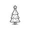 Tiny Christmas tree doodle illustration.