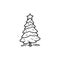 Tiny Christmas tree doodle illustration.