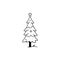 Tiny Christmas tree doodle illustration.