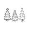 Tiny Christmas trees doodle illustration.