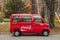 Tiny Coca cola minibus delivers goods to remote locations in Japanese mountains.