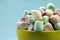 Tiny colorful marshmallows in a bowl