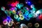 Tiny colorful shining decorative led bulbs at night