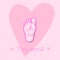 Tiny cute baby footprint with pink outline.