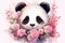 Tiny Cute baby panda flowers. Generate Ai