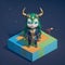 Tiny cute figure of scandinavian god Loki, 3D concept suitable as game development graphic resource, AI Generated