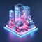 Tiny cute isometric futuristic skyscraper