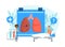 Tiny Doctor Examining Huge Human Lungs of Patient, Disease and Treatment of Internal Organ Flat Vector Illustration