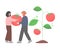 Tiny Farmers Gardeners Harvesting Huge Tomatoes, Man and Woman Agricultural Worker Characters Working in Garden Cartoon