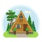 Tiny A-frame house. Vector illustration in flat style