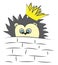 The tiny hedgehog with a crown looks cute vector or color illustration