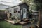 tiny home in a bustling city, with eclectic mix of people and places