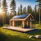 tiny house with photovoltaic solar panels