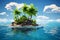 Tiny isle, palm trees afloat in the serene ocean expanse