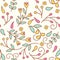 Tiny line flowers. Seamless pattern with colorful floral elements.