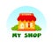 Tiny little shop vector image in cartoon style