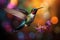 A tiny marvel, a hummingbird hovers gracefully in the boundless outdoors