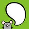 Tiny mouse hand drawn illustration with speech bubble in cartoon style