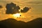 A tiny parasail in the sunset