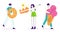 Tiny people carrying sweet food. Characters with sweets, donut, cake and ice cream flat vector illustration set on white