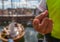 A tiny pipefish on a childs finger