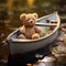 Tiny Sailor\\\'s Delight: Cute Teddy Bear Embarks on Waterside Adventure