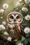 Tiny Saw-Whet Owl Among Jasmine Flowers
