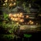 Tiny Sulphur Tuft mushrooms grow in a small cluster from a rotting log in woodland