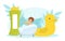 Tiny Young Woman Lying in Bathtub Full of Soap Foam, Huge Rubber Duck Toy and Shampoo Bottle, Bath Time Concept Cartoon