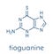 Tioguanine leukemia and ulcerative colitis drug molecule. Skeletal formula.