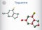 Tioguanine, thioguanine or 6-thioguanine molecule.. Structural chemical formula and molecule model.