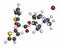 Tiotropium bromide chronic obstructive pulmonary disease (COPD) drug molecule. Atoms are represented as spheres with conventional