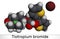 Tiotropium bromide molecule. Used in the tratement of chronic obstructive pulmonary disease COPD, asthma. Molecular model. 3D