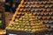 Tipical turkish baklava pastries on sale at the market in Istanbul