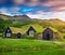 Tipical view of Icelandic turf-top houses.