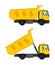Tipper dump truck vector illustration isolated on white background. Heavy industry vehicle. Truck for moving construction material