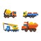 Tipper truck and construction crane industry vector illustration.