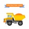 Tipper yellow truck for construction industry vector illustration.