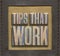 Tips that work framed