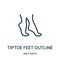 tiptoe feet outline icon vector from body parts collection. Thin line tiptoe feet outline outline icon vector illustration