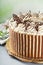 Tiramisu cake with chocolate decor