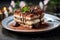 Tiramisu cake with its delicate layers. AI Generated