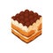 Tiramisu delicious Italian dessert vector illustration. Piece of tiramisu cake.