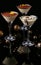 Tiramisu in Martini glasses . Traditional italian dessert. Selective focus