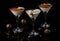 Tiramisu in Martini glasses . Traditional italian dessert. Selective focus