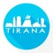 Tirana, Albania Flat Icon. Skyline Silhouette Design. City Vector Art Famous Buildings.