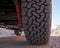 Tire on a 4x4 off road vehicle in the desert